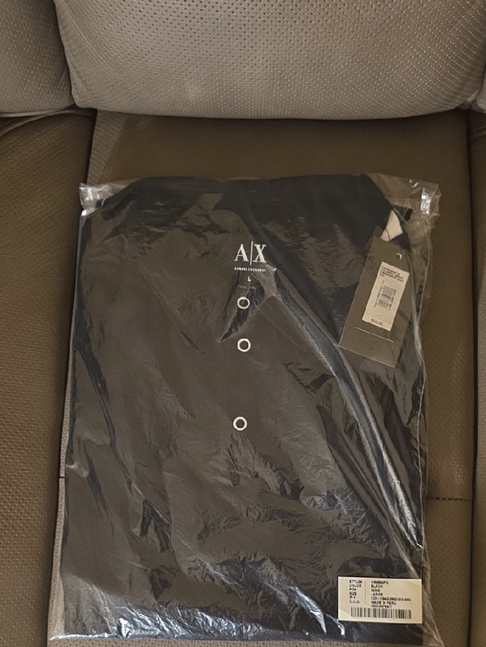 Armani Exchange Black Henley with Contrast Trim